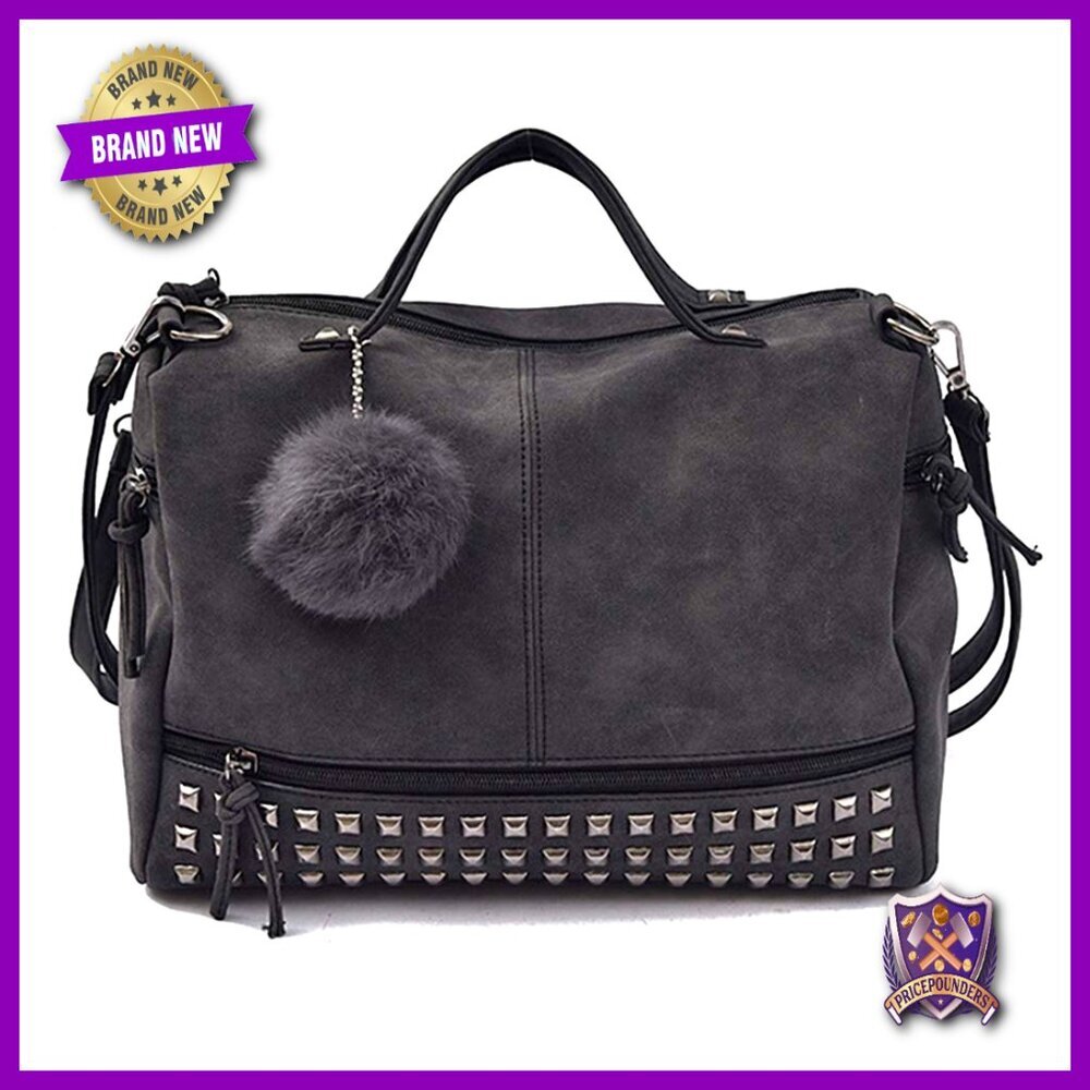 Studded Tote Bag Punk Top Handle Shoulder Satchel Hobo Handbag Casual Rocker